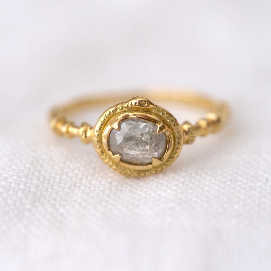 Oval Ouroboros Solitaire Ring