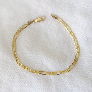 A 14K gold Figaro chain bracelet with a lobster clasp, displayed on a white background.