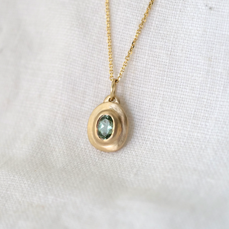 Natural Bezel Oval Necklace - Tourmaline