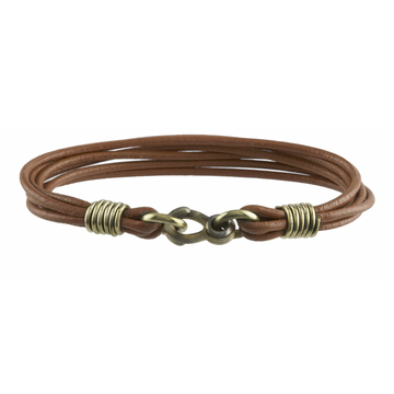 genuine leather bracelet is made of strands of leather cord with a solid brass closure