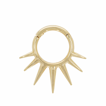 seamless round gold hoop with 7 spikes