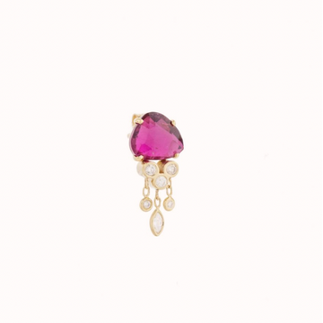 The pink rose cut tourmalines are balanced with soft white diamonds dangling down adding movement