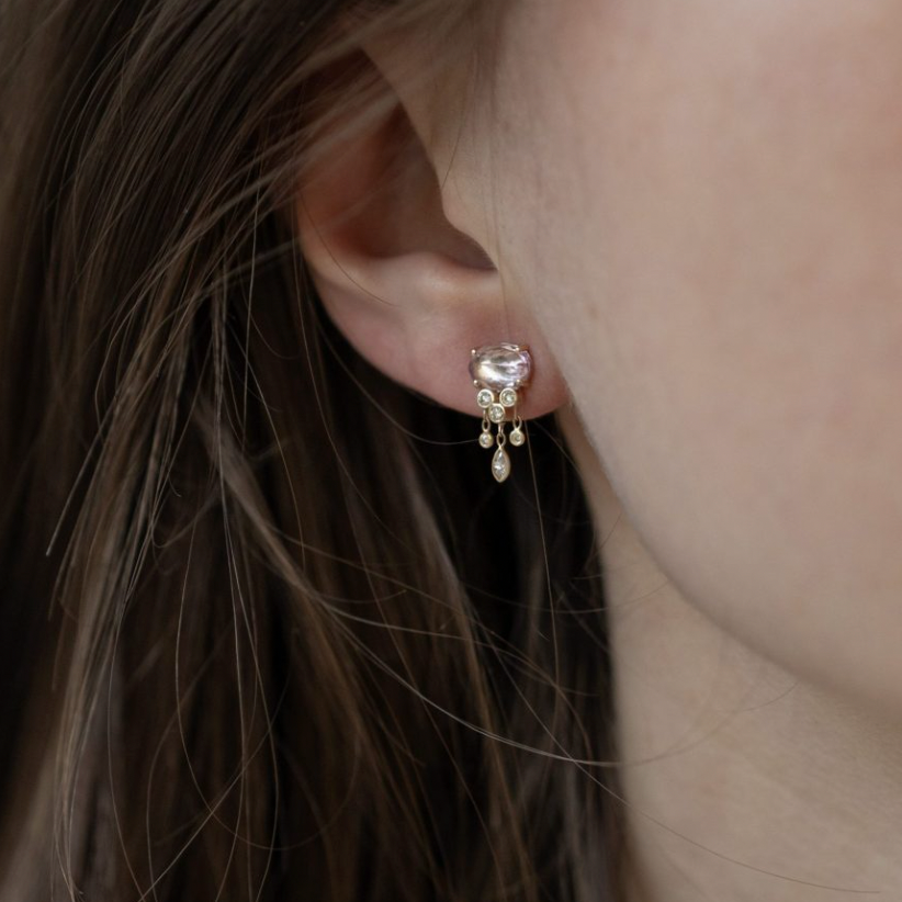 Jellyfish Pink Sapphire and Diamonds Earrings