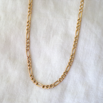 20 inch flat Figaro chain is made of 10k gold