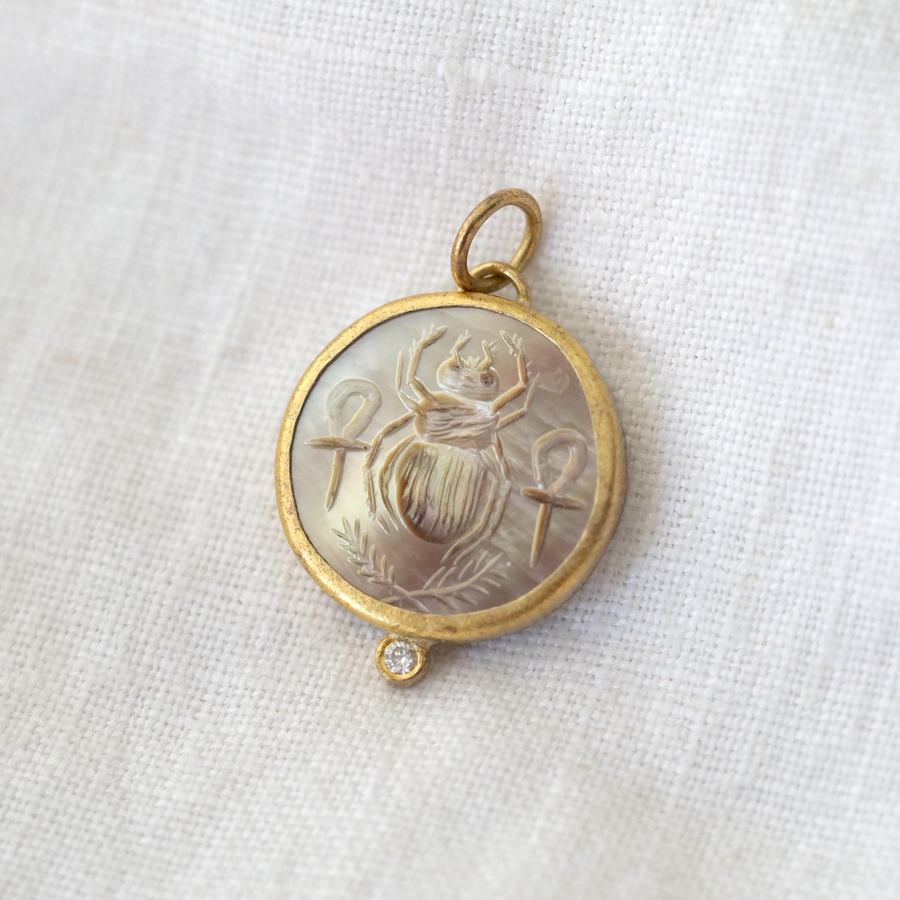 Mother of Pearl Beetle Pendant