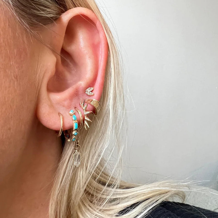 Split Point Clicker Hoop White Diamond-OD Fine Earrings-Marisa Mason