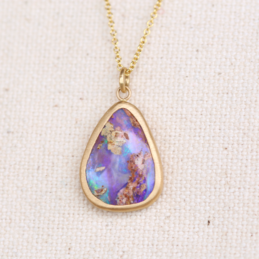 Large Tear Drop Australian Opal Necklace-OD Fine Necklaces-Petite Baleine Jewelry-Marisa Mason