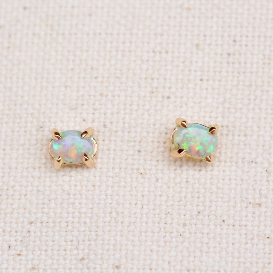 14k Opal Studs-OD Fine Earrings-Petite Baleine Jewelry-Marisa Mason