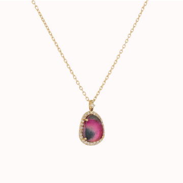 TOURMALINE AND DIAMOND RING STELLA CHAIN NECKLACE-OD Fine Necklaces-Celine Daoust-Marisa Mason