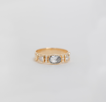 Organic Totem Ring with Grey Diamond- no.36