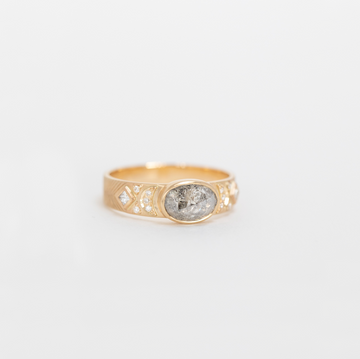 Salt and Pepper Diamond Totem Ring- no. 38
