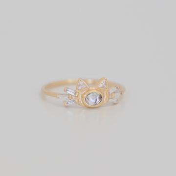 Cat Ring with Tourmaline and Diamonds- no.45