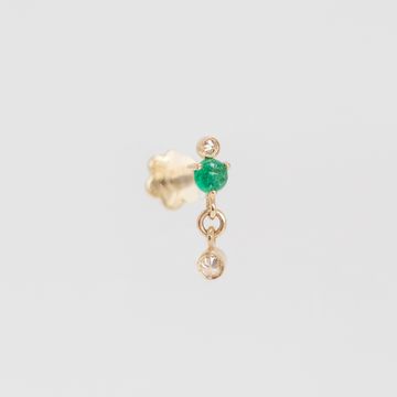 round emerald cabochon with a white diamond dangle  