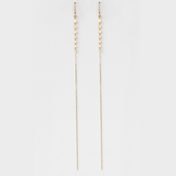 14K LIGHT YELLOW GOLDEN HEARTS CHAIN EARRINGS.