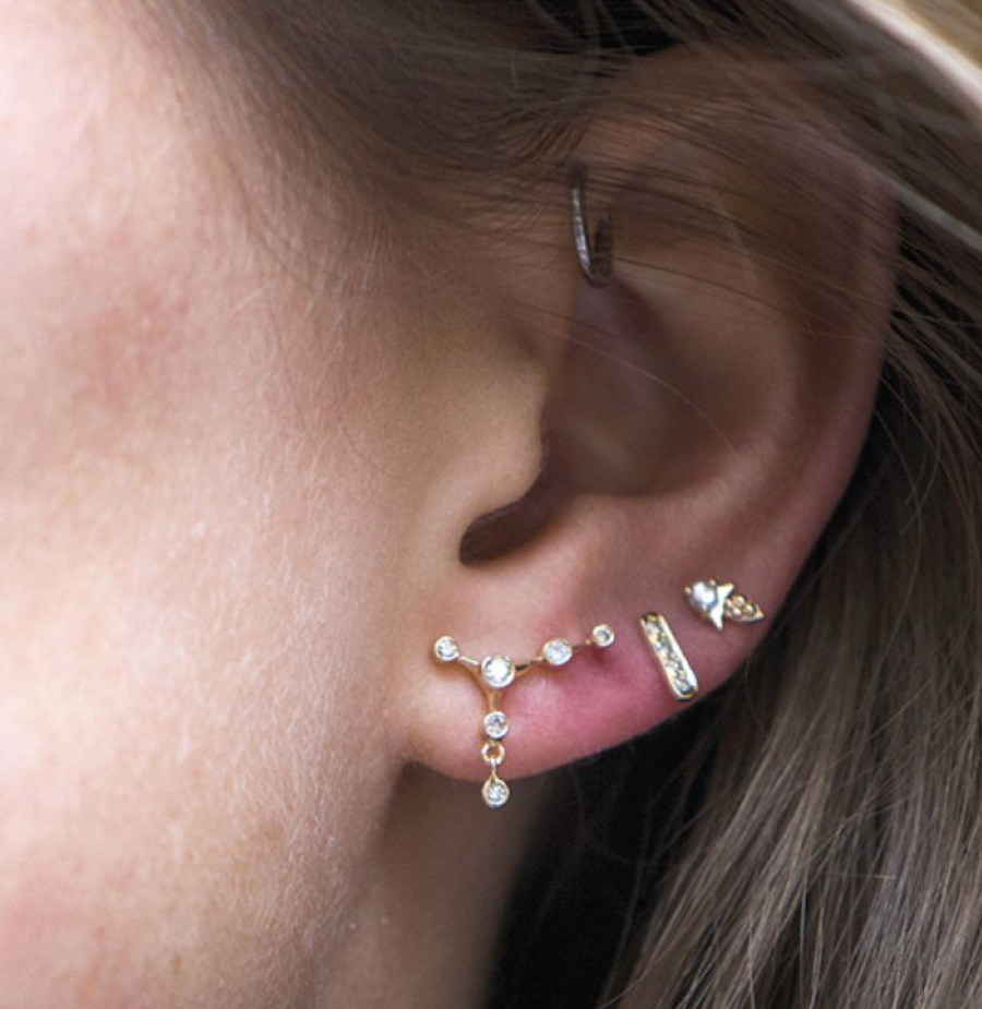 Six Diamond Constellation Earrings - Pair - No. 66