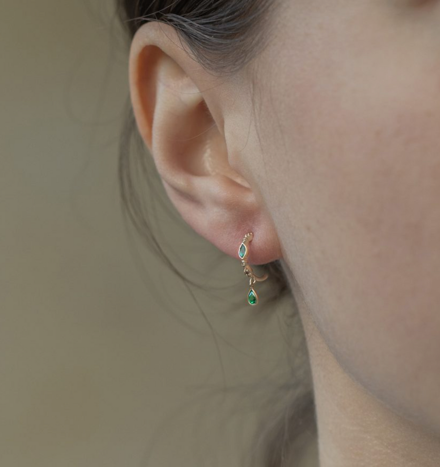 Emeralds & Diamonds Hoop Earrings - Pair - No. 74