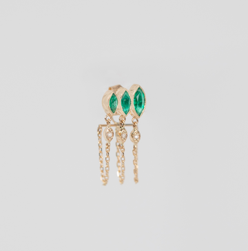 Triple Marquise Emerald Chain Earring - Single - No. 78