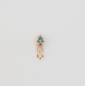 Triangle Aquamarine & Diamonds Earring - single - No. 79