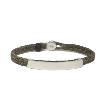 Braided waxed nylon and sterling silver, in Army colorway