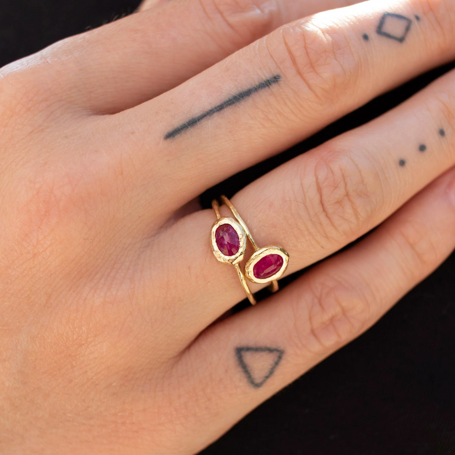 Oval Stone Ring in Ruby