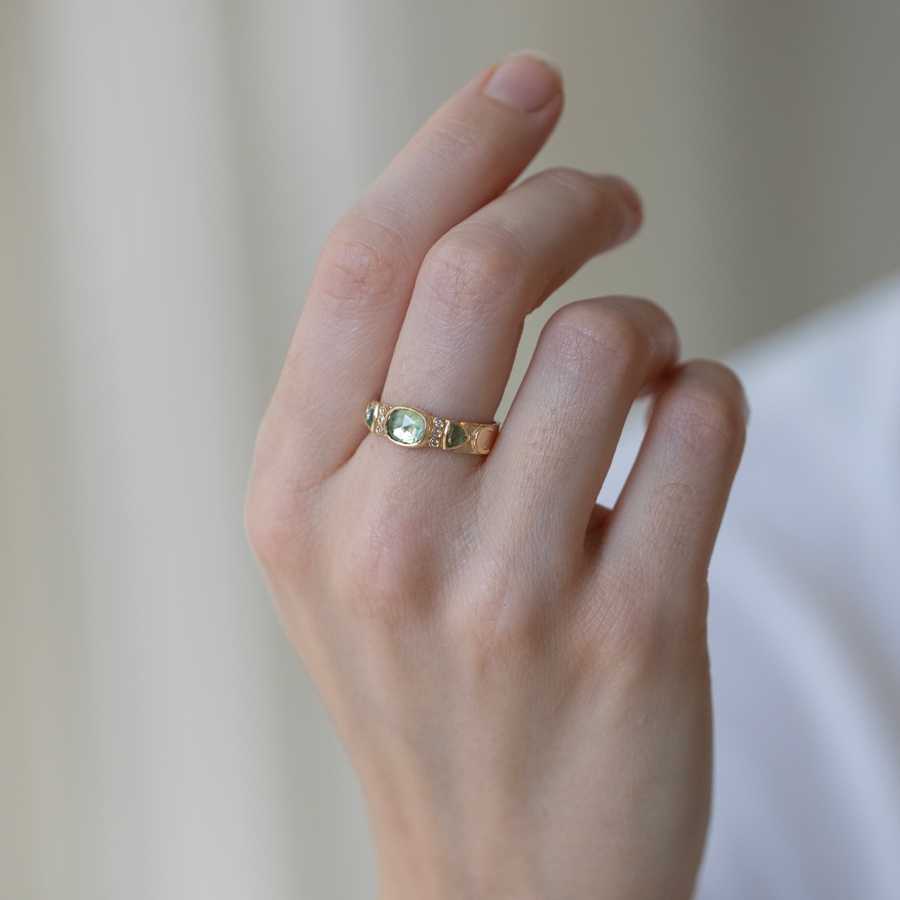 Green Tourmaline Totem Ring
