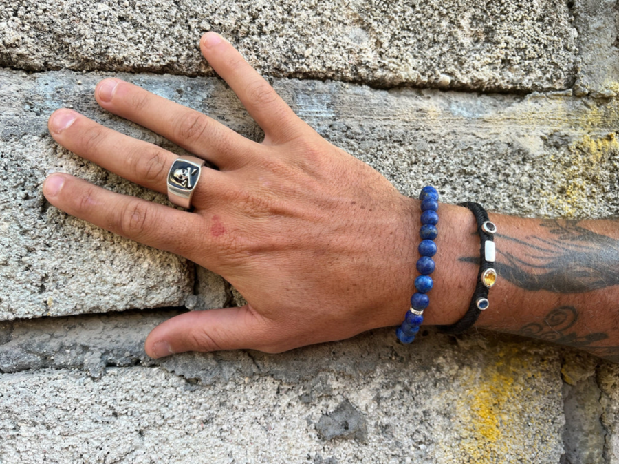 Quadrate Gem Stud Fishtail Button Bracelet