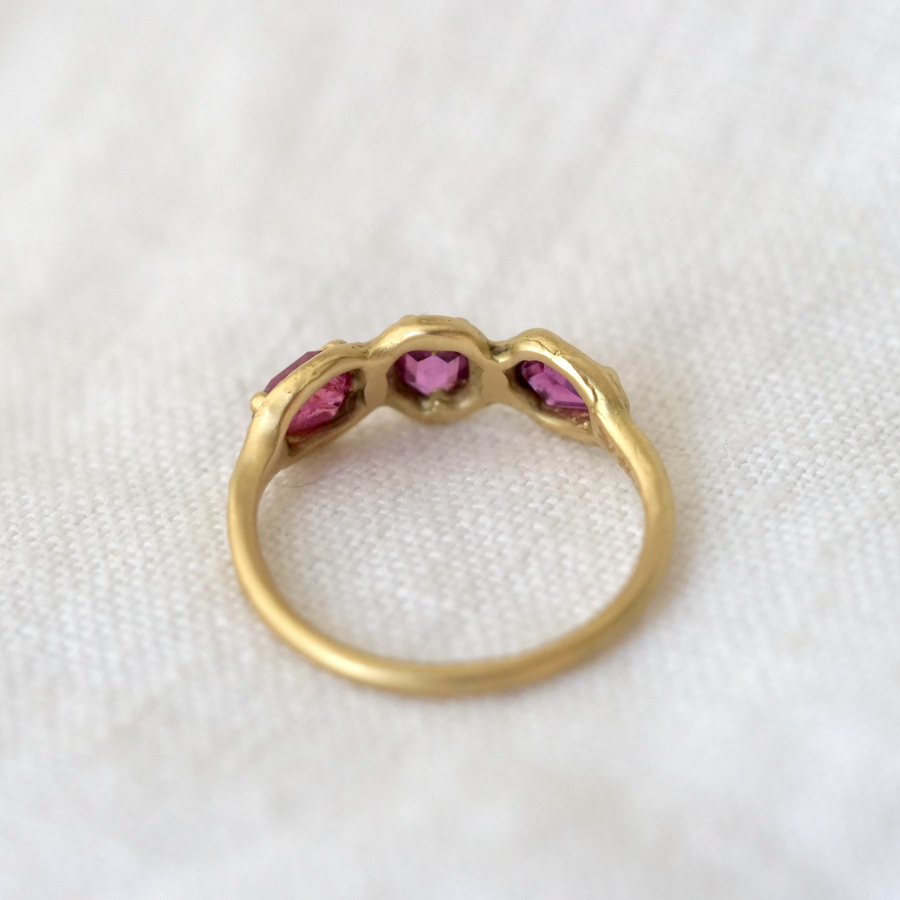Roseus Ruby Three Stone Ring
