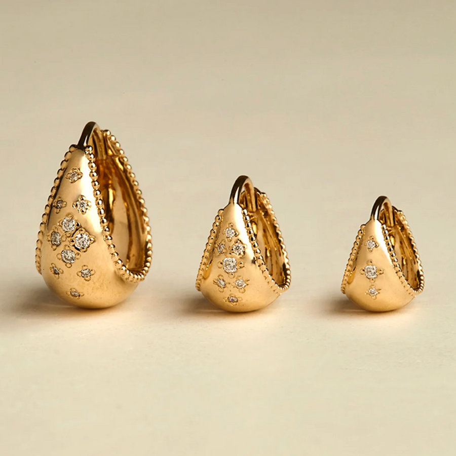 Large Dome Diamond Scatter Hoops