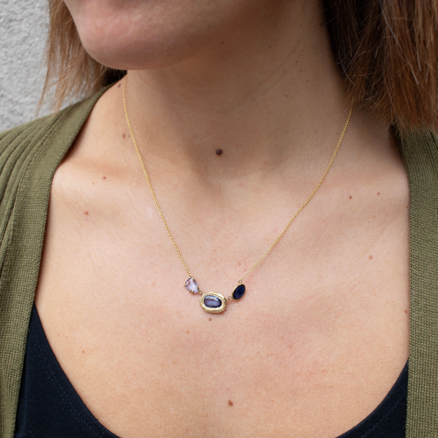 Triple Sapphire Necklace in Blue Sapphire