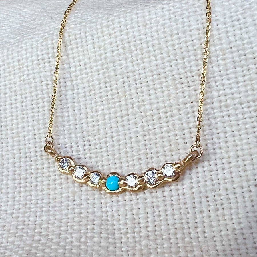 Skye Turquoise and Diamond Necklace-MM Fine Necklaces-Marisa Mason