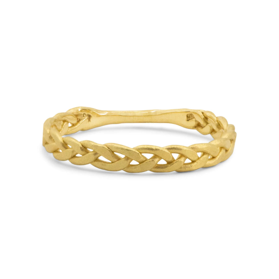 softly organic hand braided and carved shape and slim profile