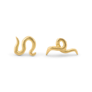 Tiny golden snake stud earrings