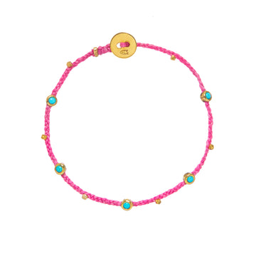 Bezel Charms Bracelet with Turquoise-OD Fashion Bracelets-Marisa Mason