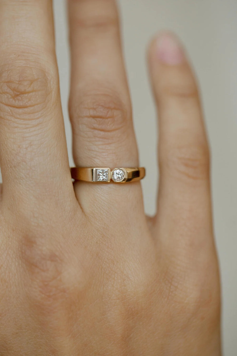 Princess Cut Diamond Dyad Signet Ring
