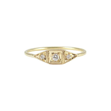 Sweet little 14k yellow gold and diamond mini deco point ring, feels like a special something your grandmother passed down.-Marisa Mason