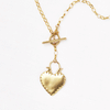 1 of 6: Necklace made of round link chain with toggle clasp, with heart pendant the drops down - Marisa Mason Jewelry