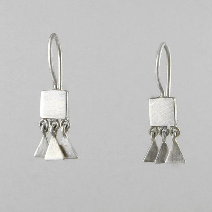 Classic little drop earrings with fluttering cut out triangles, satin finish