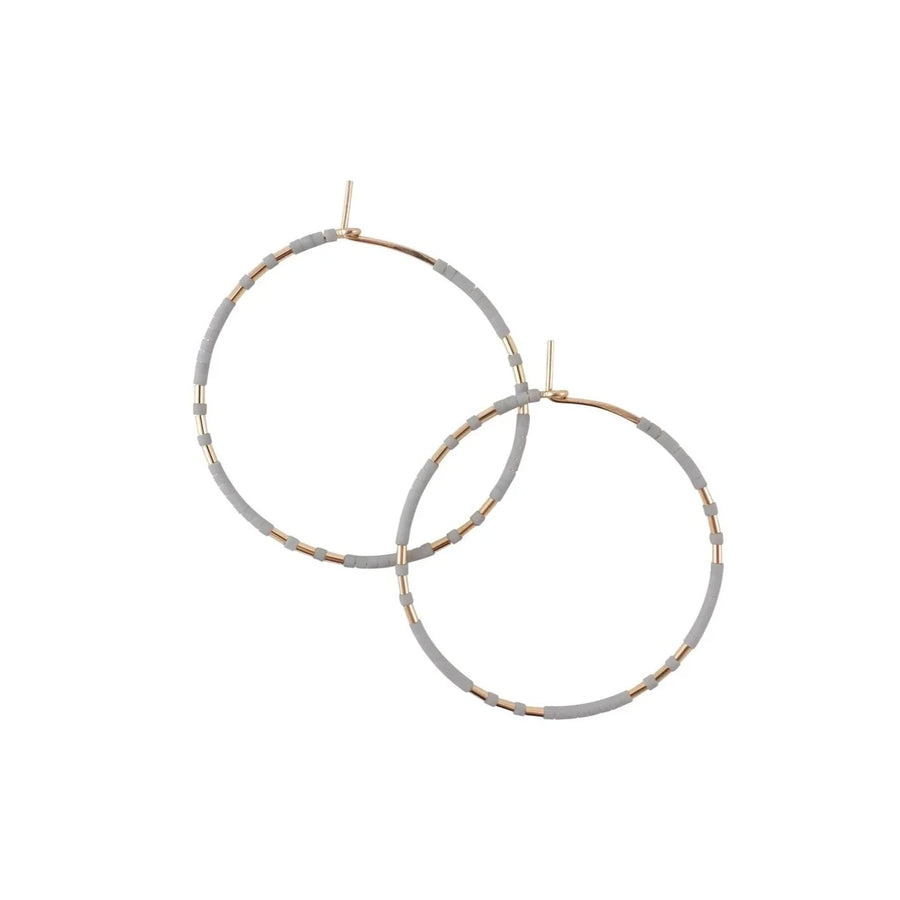 Chaldene Hoops-OD Fashion Earrings-Marisa MasonThe Chaldene hoop earrings have a fixed pattern of gold beads evenly patterned in threes among matte glass beads. 