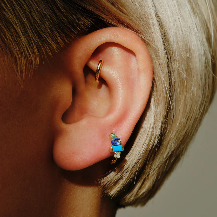 Multi Claw Gemstone Clicker Hoops - Pair