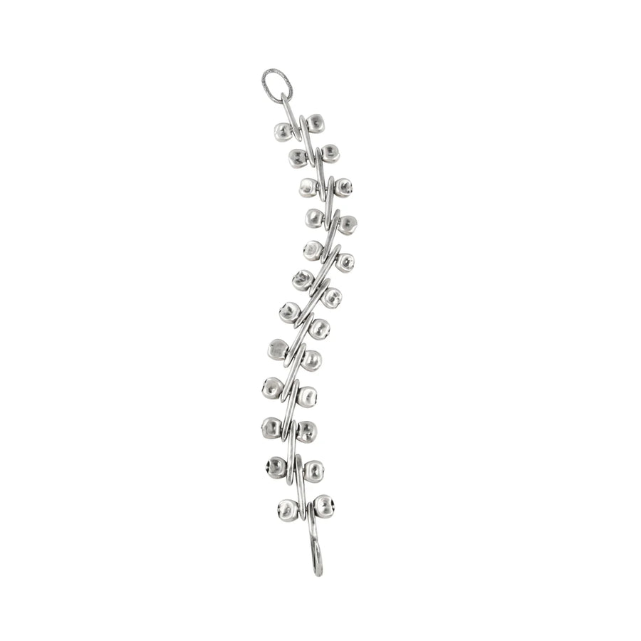 unusual silver chain bracelet, made up of silver bars pierced with smaller silver posts and balls