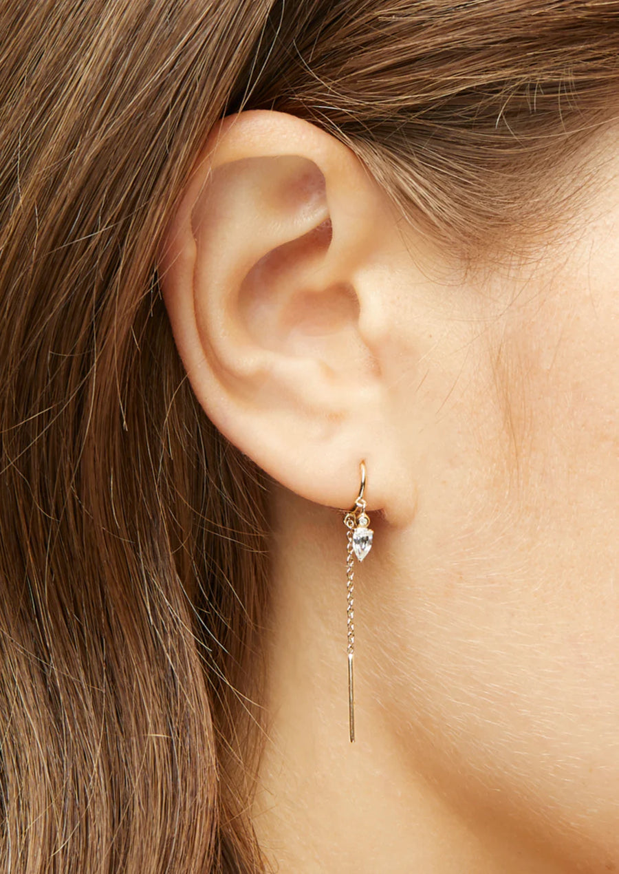Pear Droplet Threader Earring