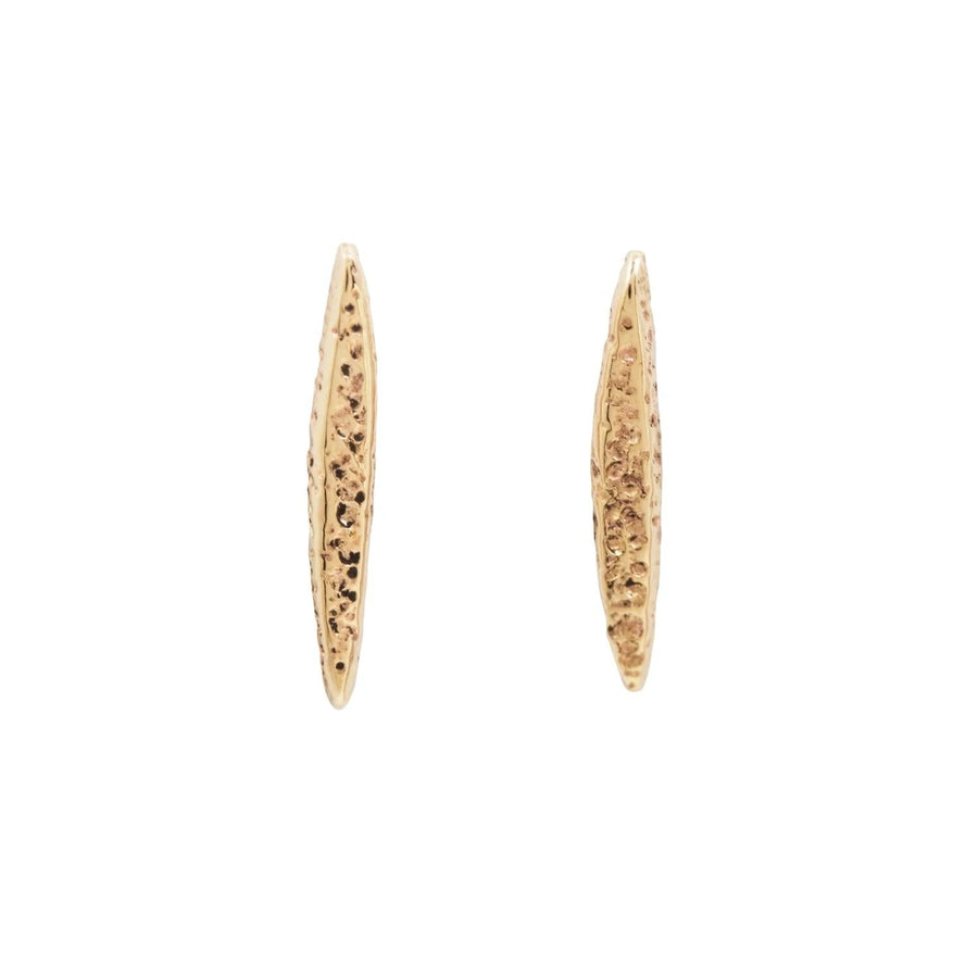 elongated stud earrings with sand texture