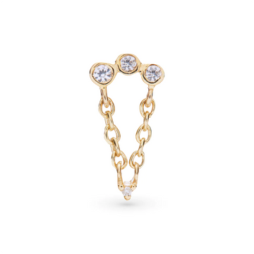 Trio cluster Chain with White Sapphires-OD Fine Earrings-Marisa Mason