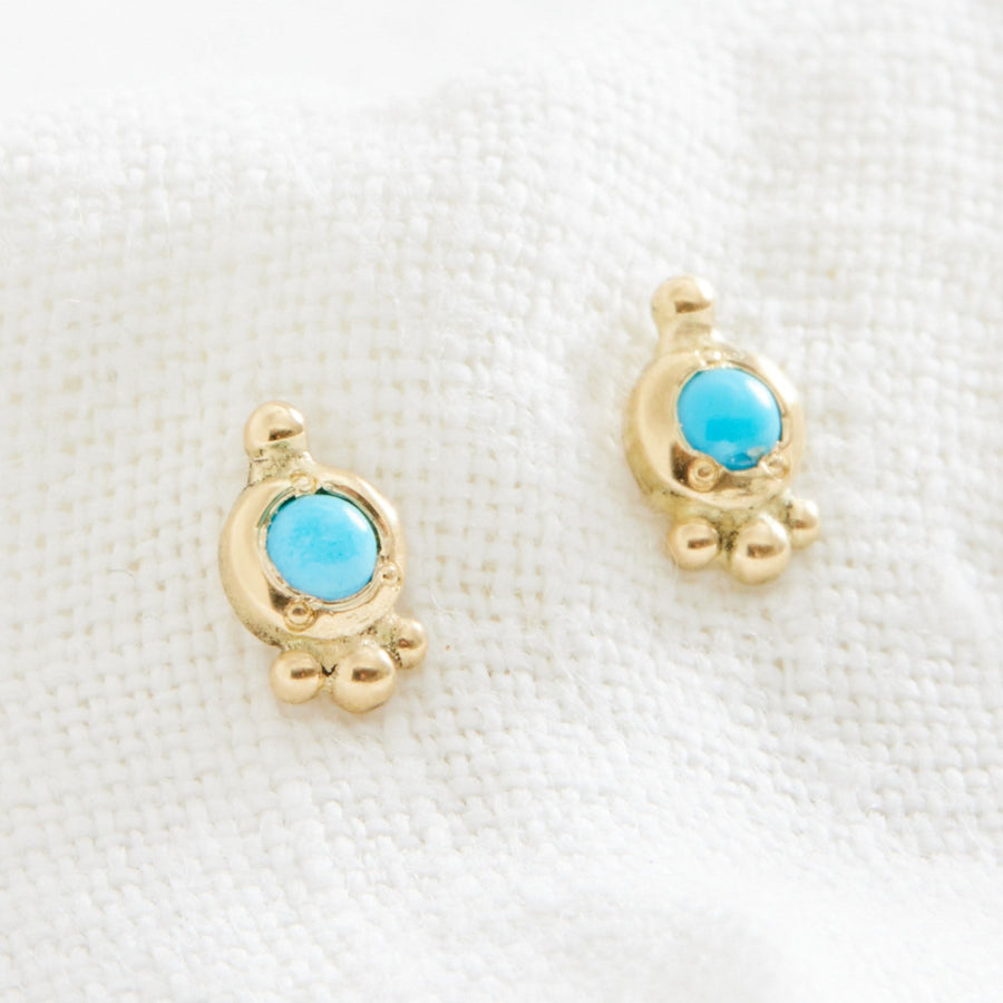 Marisa Mason Jewelry Dew studs 18k gold earrings ruby emeralds diamonds turquoise everyday studs