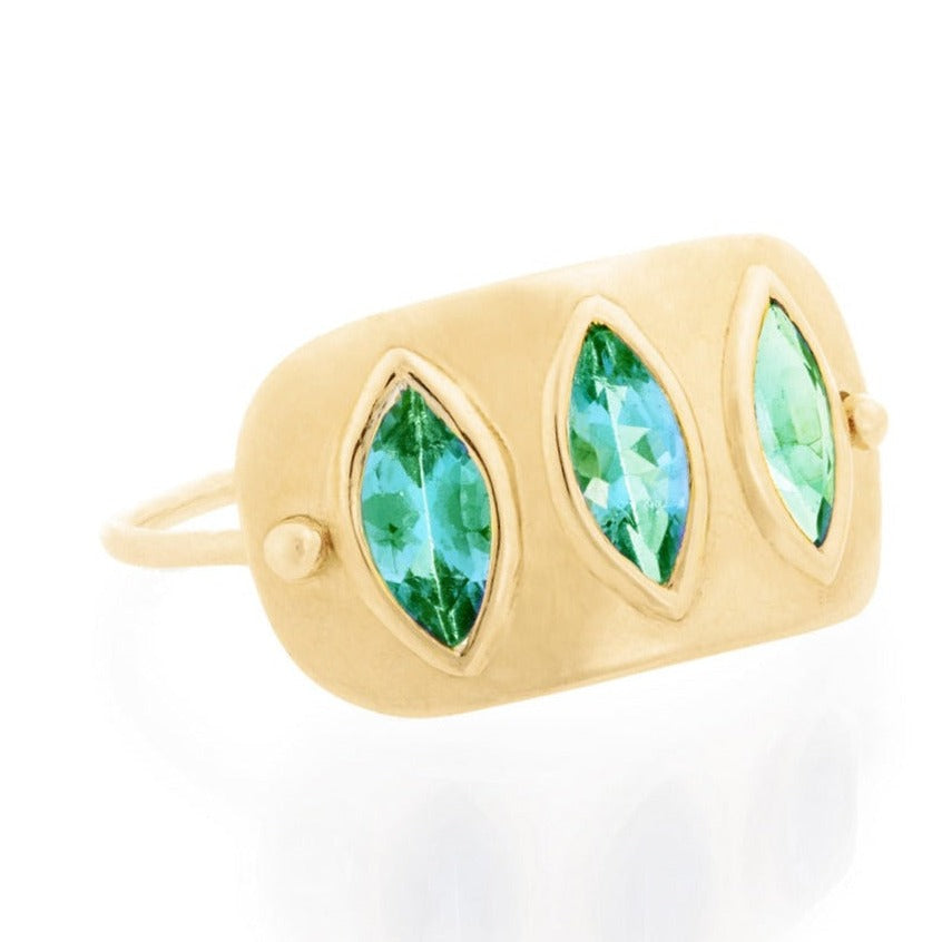 Triple Marquise Emerald Plate Ring-OD Fine Rings-Marisa Mason