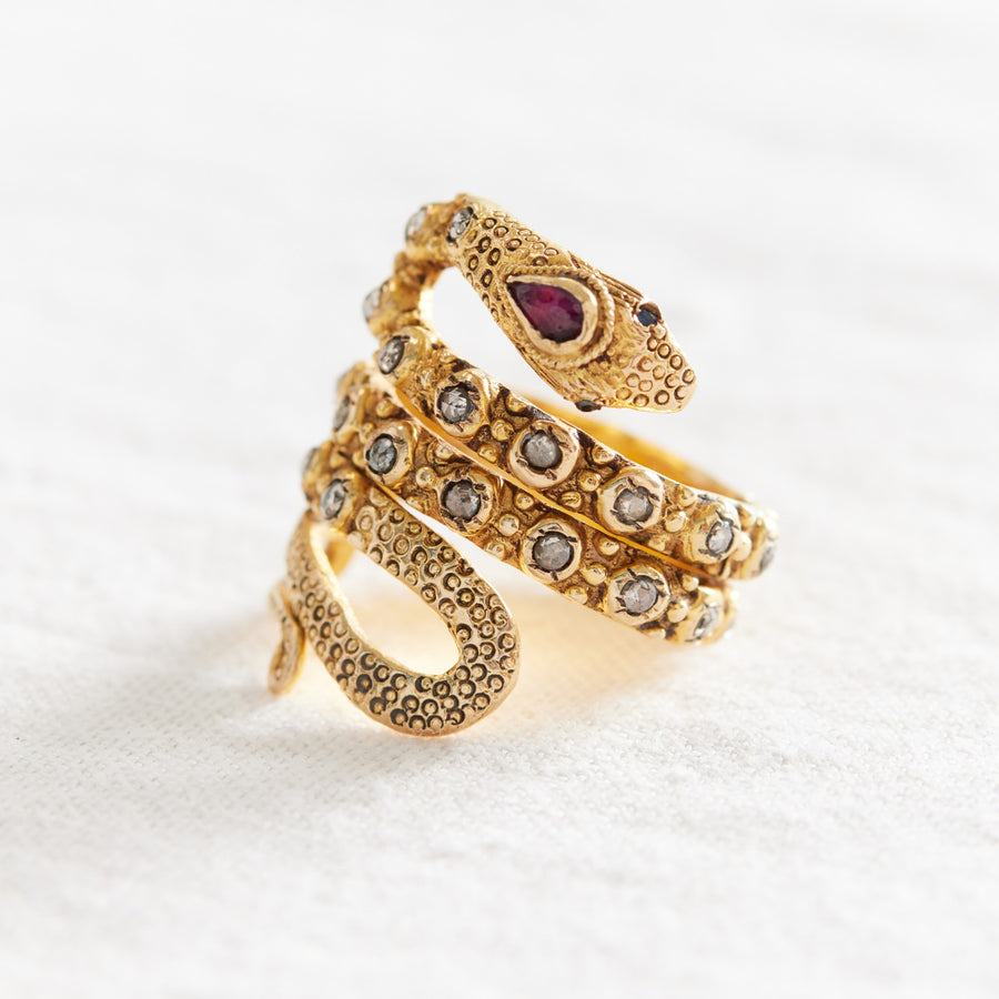 Cobra Ring Ruby Head-OD Fine Rings-Marisa Mason