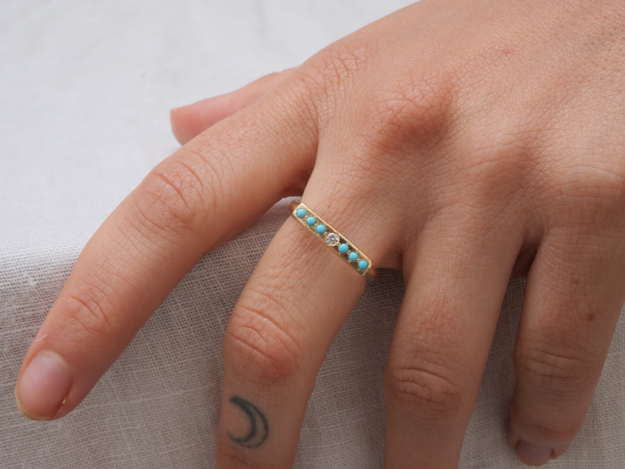 Message Ring - Turquoise with Diamond-MM Fine Rings-Marisa Mason