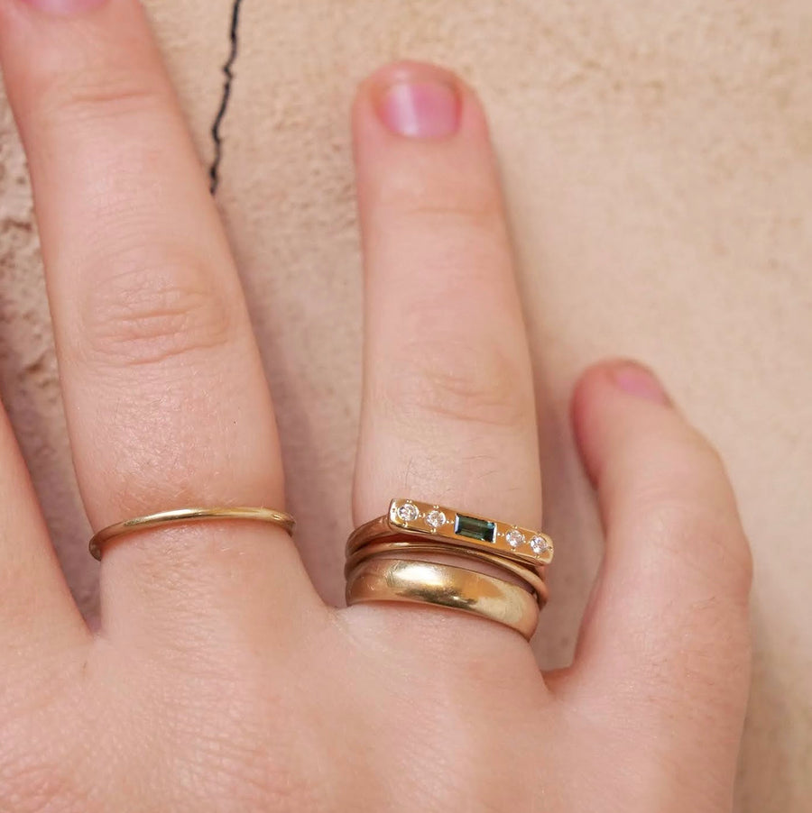 Message Ring - Baguette Tourmaline and Diamonds-MM Fine Rings-Marisa Mason