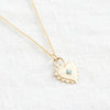 14k gold heart shaped Mini Sagrado with a bead set Turquoise cabochon -Marisa Mason Jewelry-Marisa Mason Jewelry