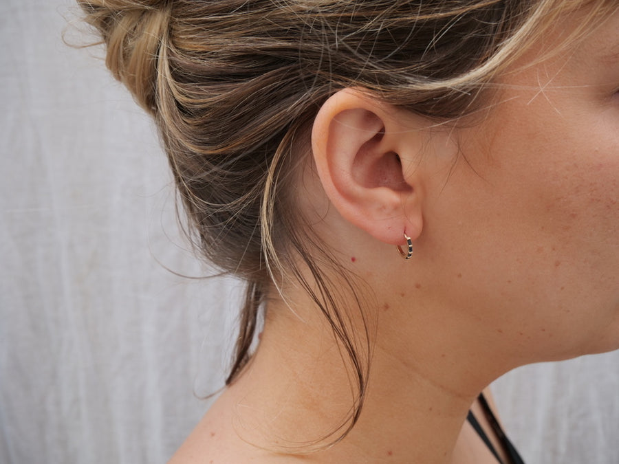 Baguette Sapphire Clicker Hoop-OD Fine Earrings-Marisa Mason